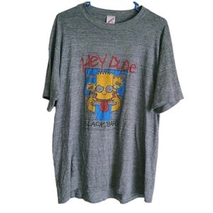 Vintage 90s Black Bart Simpson "Hey Dude" Gray T-Shirt XL Jerzees Single Stitch.